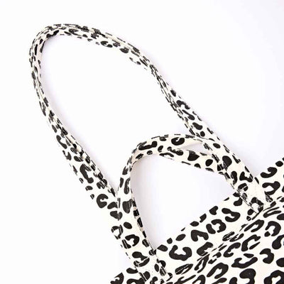 black and white leopard print bag handles on a white background | Yarn Worx
