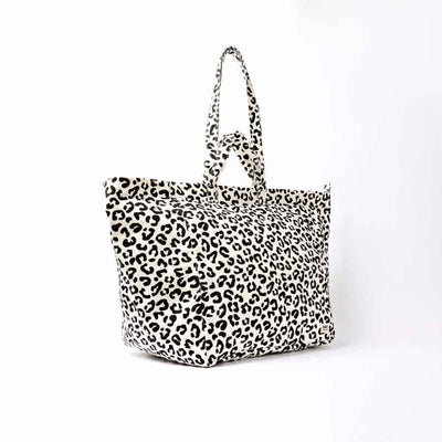 Black and white leopard print tote bag on a white background | Yarn Worx