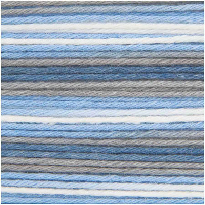 Rico - Baby Cotton Soft Print DK - 50g
in colour 033 which is blue, white and grey | Yarn Worx