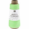 Rico - Creative Make it Blümchen - 25g in colour 008 Green which is a bright green thread with pink flowers | Yarn Worx