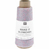 Rico - Creative Make it Blümchen - 25g in colour 011 Lavender which is a lavender colour thread with pink flowers | Yarn Worx