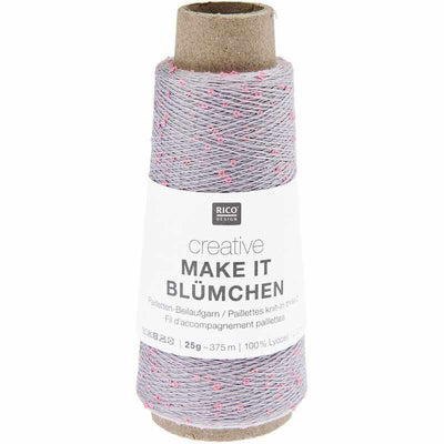 Rico - Creative Make it Blümchen - 25g in colour 011 Lavender which is a lavender colour thread with pink flowers | Yarn Worx