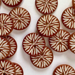 Rust Shell Flower Buttons 18mm | Yarn Worx