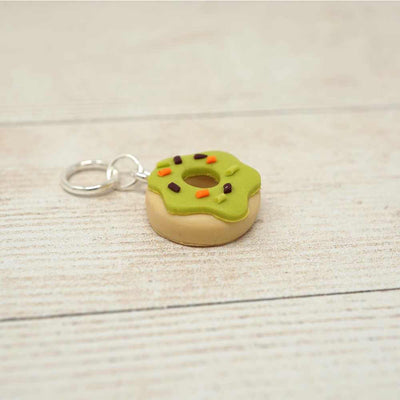 Handmade Polymer Clay Stitch Marker / Progress Keeper - Green Ghoulish Doughnut | Yarn Worx
