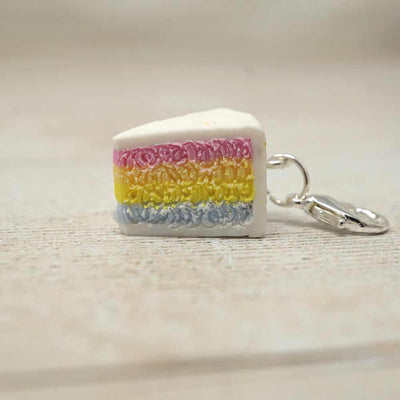 Handmade Polymer Clay Stitch Marker / Progress Keeper - Pastel Rainbow Cake | Yarn Worx