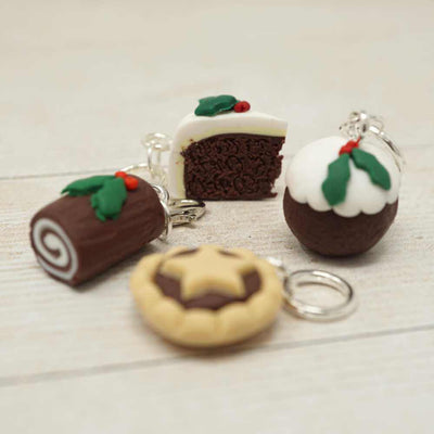 Handmade Polymer Clay Stitch Marker / Progress Keeper - Yule Log | Yarn Worx