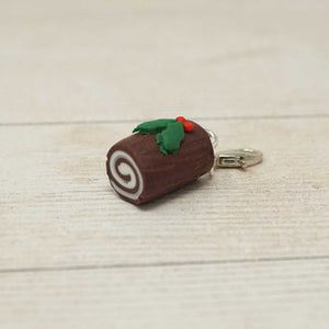 Handmade Polymer Clay Stitch Marker / Progress Keeper - Yule Log | Yarn Worx