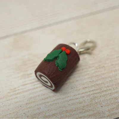 Handmade Polymer Clay Stitch Marker / Progress Keeper - Yule Log | Yarn Worx