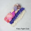 Sky Trail Knitted Shawl Kit with Market Town Yarns shown in colourway Fairy Fight Club | Yarn Worx
