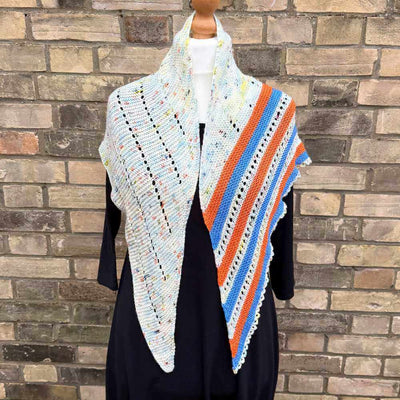 Sky Trail Shawl Knitting Pattern by Gavin Alexander - Printed Booklet & Digital Download available - shown in colourway Summer Breeze | Yarn Worx 