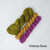 Sky Trail Knitted Shawl Kit with Market Town Yarns shown in colourway Witches Brew | Yarn Worx