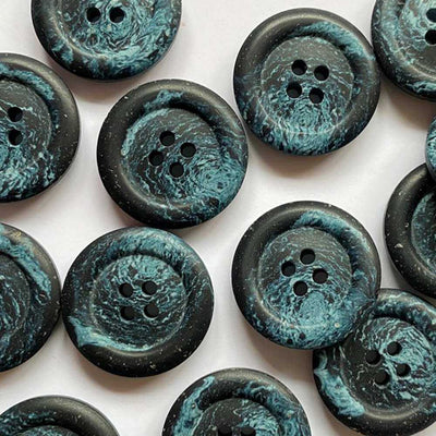 22mm Hemp Blue/Black Buttons | Yarn Worx