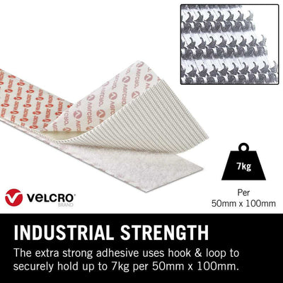 thumbnail image 2 of VELCRO® Brand Heavy Duty Stick On Tape – 50mm X 100mm, Black, Adhesive Hook & Loop 2 of 5