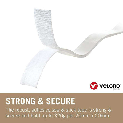 stick and sew velcro, VELCRO® Brand, Sew & Stick Fabric Tape, Cut-to-Length Strong Hook & Loop Self Adhesive Sticky Tape Perfect for  Crafting, Clothing Repairs & Hemming, White