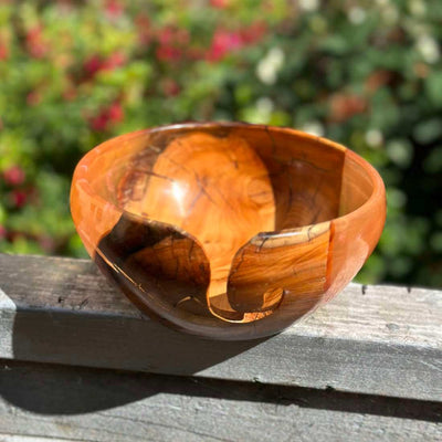 Wood & Pink Resin Yarn Bowl - Hand Turned | Yarn Worx