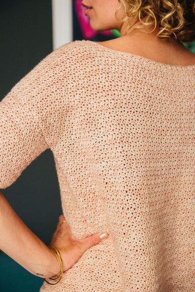 Cropped Tee - Kath Webber - Emma's Practically Perfect Sock - Closeup of back of the t-shirt | Yarn Worx