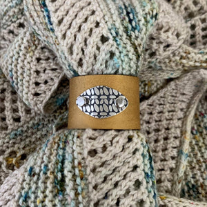 Birdie Parker Designs - Sierra Leather Shawl Cuff - Crochet in Timber brown with brass Medallion | Yarn Worx