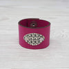 Birdie Parker Designs - Sierra Leather Shawl Cuff - Crochet with Hot Pink leather and sterling silver medallion | Yarn Worx