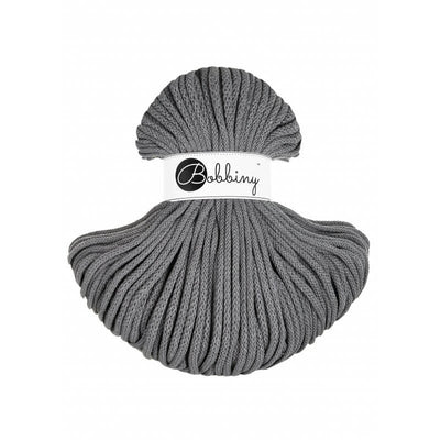 Bobbiny Braided Cotton Cord - Premium 5mm - Stone Grey | Yarn Worx