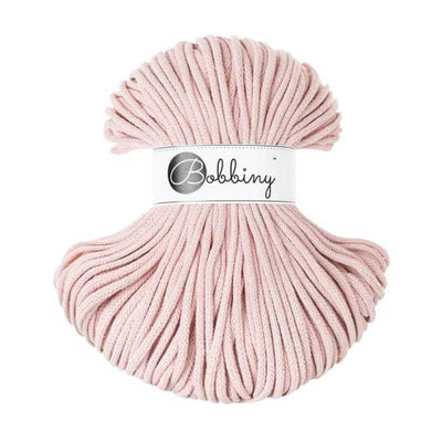 Bobbiny Braided Cotton Cord - Premium 5mm - Pastel Pink | Yarn Worx