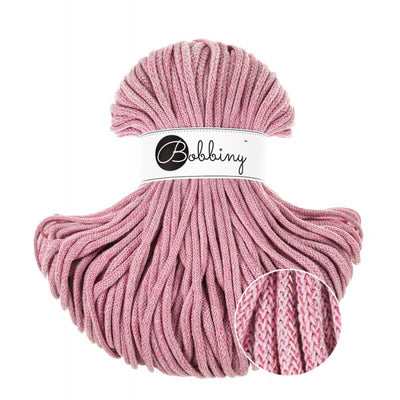 Bobbiny Braided Cotton Cord - Premium 5mm - Raspberry Shake | Yarn Worx