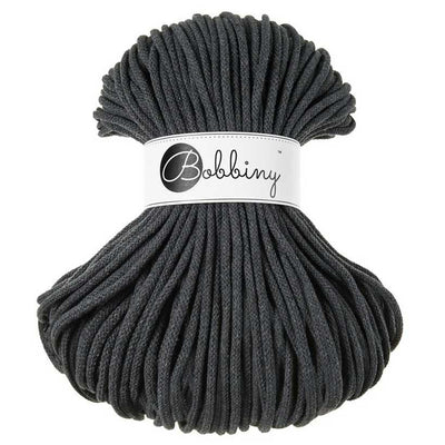 Bobbiny Braided Cotton Cord - Premium 5mm - Charcoal | Yarn Worx