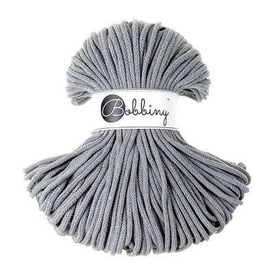 Bobbiny Braided Cotton Cord - Premium 5mm - Steel | Yarn Worx