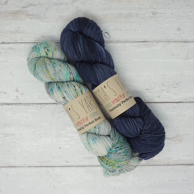 Breathe & Hope Kit - Casapinka’s LYS Day Project - Emma's Yarn Practically Perfect Sock WITH FREE PATTERN Iguana & Denim | Yarn Worx
