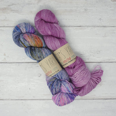 Hug Shot Shawl Kit - Casapinka NEW Pattern - Emma's Yarn Practically Perfect Sock Wing It & Lilac you a lot | Yarn Worx