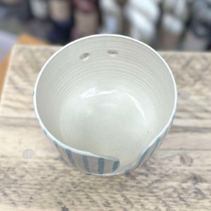 Ceramic Yarn Bowl - Blue Stripe Pattern | Yarn Worx