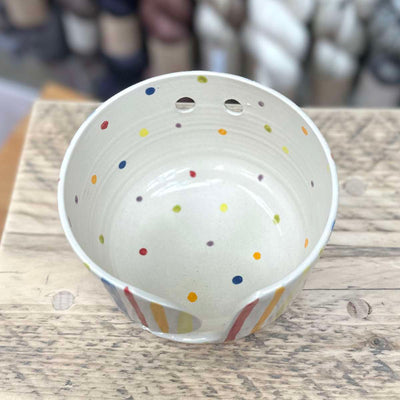 Ceramic Yarn Bowl - Painted Stripes Pattern | Yarn Worx