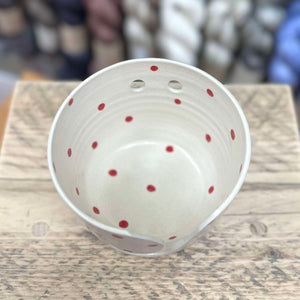 Ceramic Yarn Bowl - Red Spots | Yarn Worx