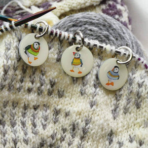 Emma Ball - 6 x Woolly Puffin Stitch Markers | Yarn Worx