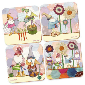 Emma Ball - Crafting Gnomes Set of 4 Coaster Set | Yarn Worx