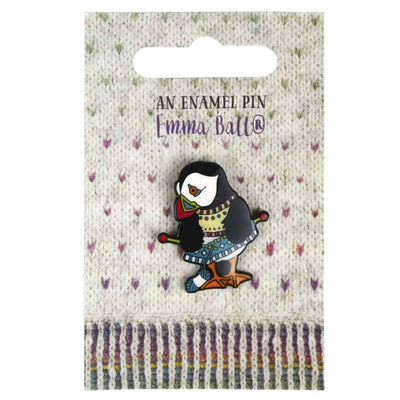 Emma Ball - Knitting Puffin Enamel Pin | Yarn Worx