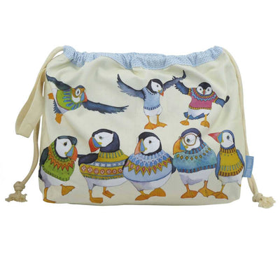 Emma Ball - Woolly Puffins v2 Drawstring Bag