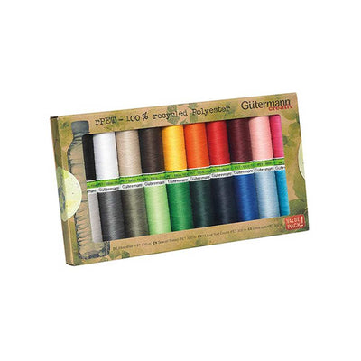 Gutermann Creativ Sewing thread set Sew-all Thread rPET (20 x 100m Spools) - Made from recycled plastic bottles | Yarn Worx