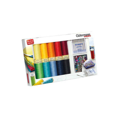 Gutermann Creativ Sewing thread set with Pins and Sewing Machine Needles (12 x 100m Spools) | Yarn Worx