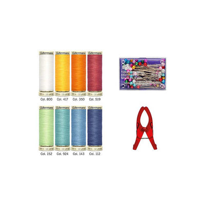 Gutermann Creativ Sewing thread set with Fabric clips and Pins (8 x 100m Spools) | Yarn Worx
