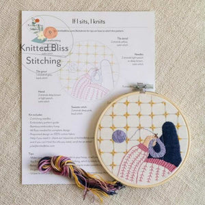 If I Sits I Knits - Embroidery Kit | Yarn Worx