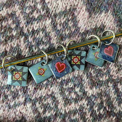 Emma Ball / Janie Crow - 6 x Indigo Dreams Knitting Stitch Markers | Yarn Worx