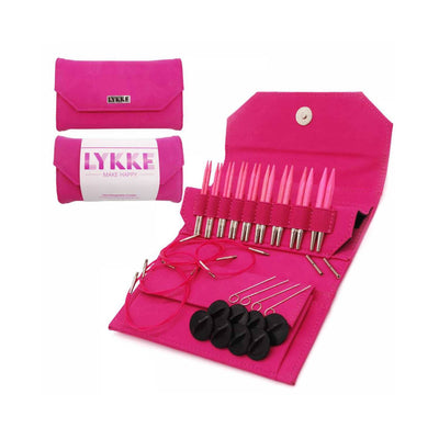 LYKKE - Blush Pink Interchangeable Needle Set - 3.5" Fuschia Denim Effect | Yarn Worx