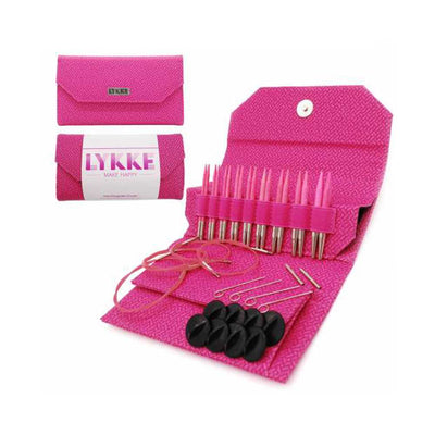 LYKKE - Blush Pink Interchangeable Needle Set - 3.5" Magenta Basket Weave | Yarn Worx