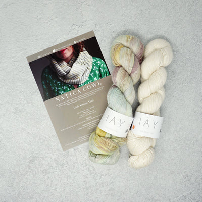 Irish Artisan Yarn - Natica Cowl Kit- 2 x 100g 4ply & Pattern Yarn Worx Exclusive and Ecru | Yarn Worx