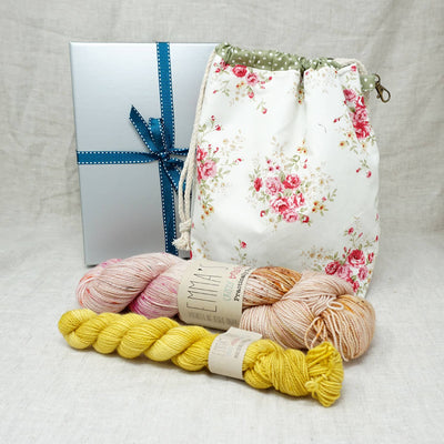 Sock Knitters Delight Gift 2 (Project Bag, Emma's Yarn Sock 1 x 100g & 1 x 20g) | Glamping with Buttonwood | Yarn Worx