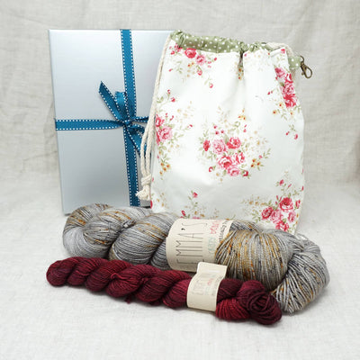 Sock Knitters Delight Gift 2 (Project Bag, Emma's Yarn Sock 1 x 100g & 1 x 20g) | Nailed It with Cherry Merlot | Yarn Worx