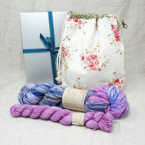 Sock Knitters Delight Gift 2 (Project Bag, Emma's Yarn Sock 1 x 100g & 1 x 20g) | Wing it with Lilac You A Lot | Yarn Worx