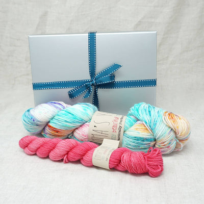 Sock Knitters Delight Gift 1 (Emma's Yarn Sock 1 x 100g & 1 x 20g) | Mexican Wedding Dress with Cactus Flower | Yarn Worx