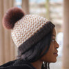 Toft Alpaca Pom Pom (Various Colours) shown on a hat  | Yarn Worx
