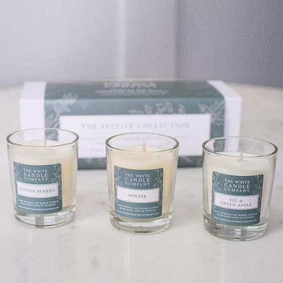White Candle Company - The  Festive Collection Gift Box (3 Votive Candles) | Yarn Worx